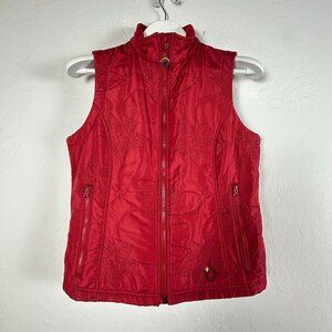 Isis Womens Red Quilted Vest Size 8 Full-Zip Lightweight Fleece Lining Outdoor